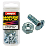Champion - ROOFING BOLTS & NUTS-MUSHROOM HEAD-COMBO-3/16" x 1/2"-UNC-ZINC PLATED | BH090